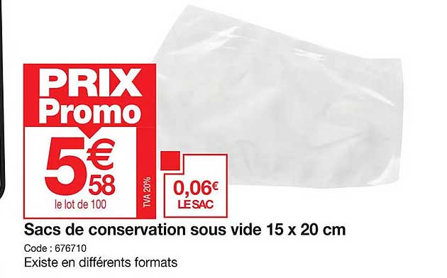 Sacs De Conservation Sous Vide 15 X 20 Cm