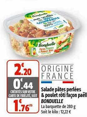 salade pâtes perlées & poulet rôti façon paëlla bonduelle