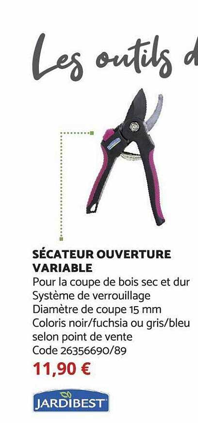 sécateur ouverture variable jardibest