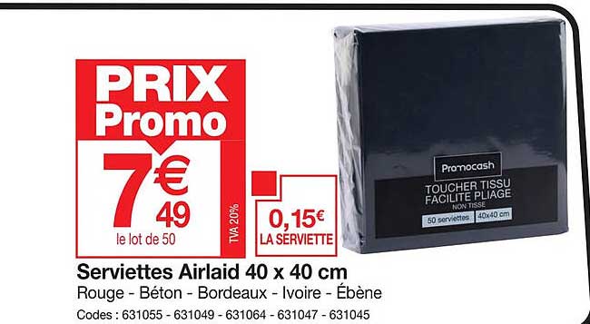 Serviettes Airlaid 40 X 40 Cm