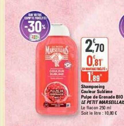 shampooing couleur sublime pulpe de grenade bio le petit marseillais