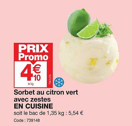 sorbet au citron vert avec zestes en cuisine
