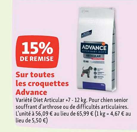 sur toute les croquettes advance