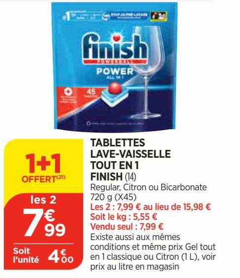 tablettes lave-vaisselle tout en 1 finish