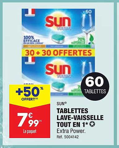 tablettes lave-vaisselle tout en 1 sun