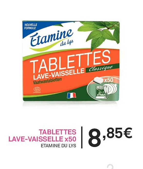 tablettes lave-vaisselle x50 étamine du lys