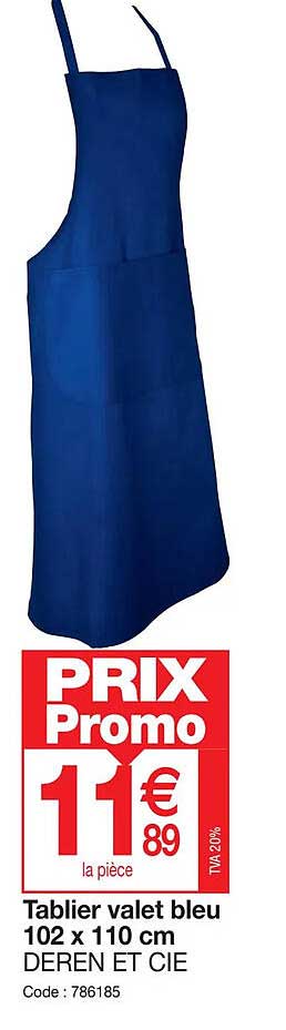 tablier valet bleu 102 x110 cm deren et cie