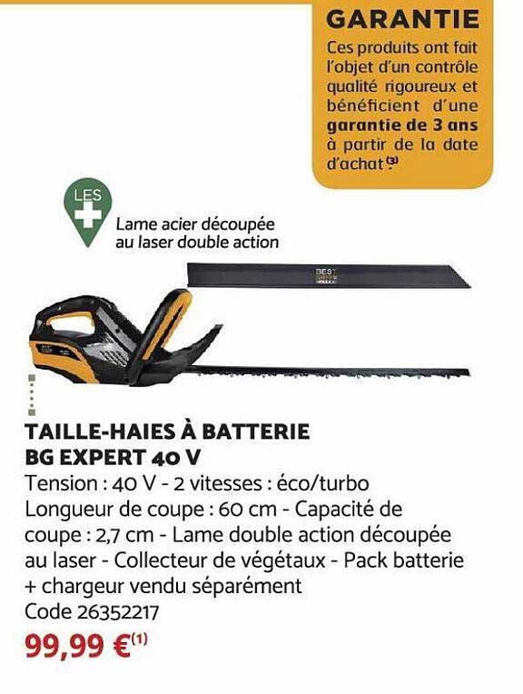 taille-haies à batterie bg expert 40v