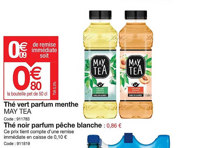 thé vert parfum menthe may tea, thé noir parfum pêche blanche