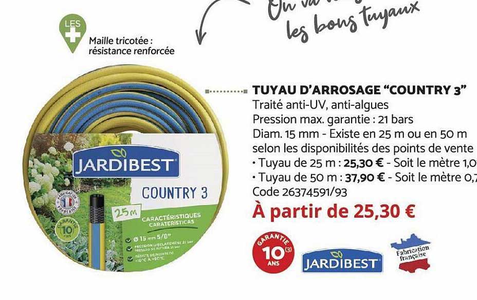 tuyau d'arrossage "country 3" jardibest