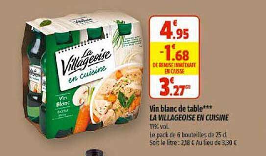 vin blanc de table la villageoise en cuisine