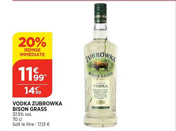 vodka zubrowka bison grass 20% remise immédiate