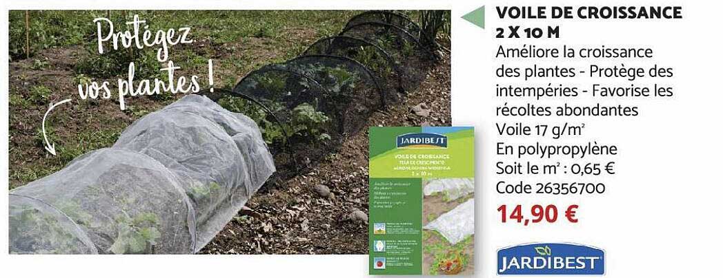 voile de croissance 2 x 10 m jardibest