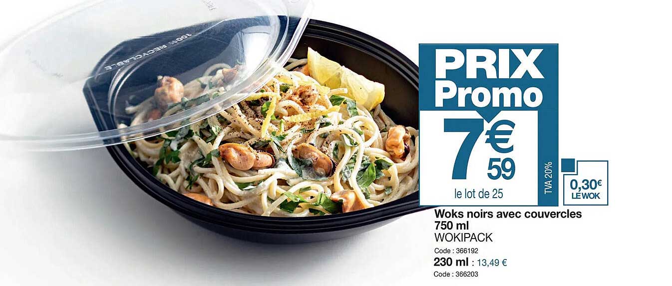 Woks Noirs Avec Couvercles 750 Ml Wokipack