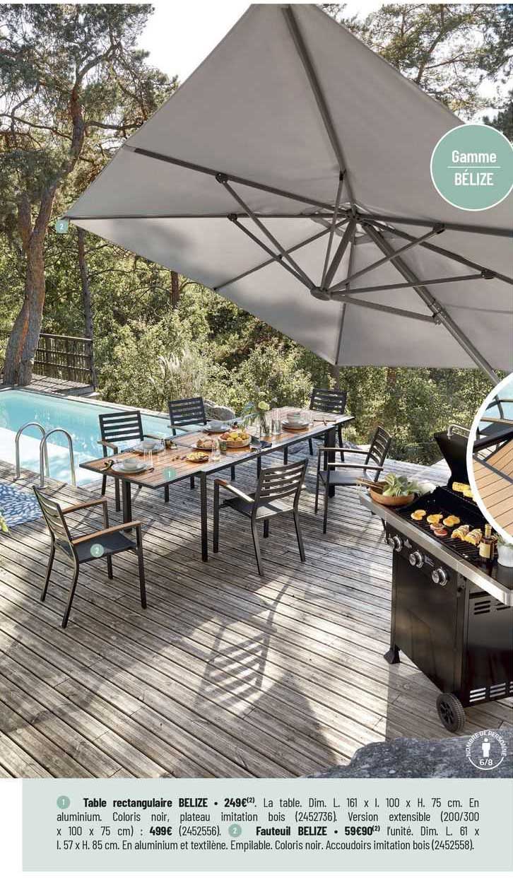 1- table rectangulaire belize 2- fauteil belize