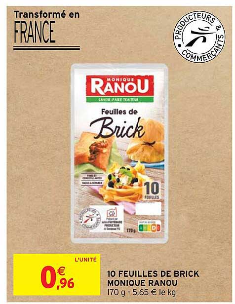 10 feuilles de brick monique ranou