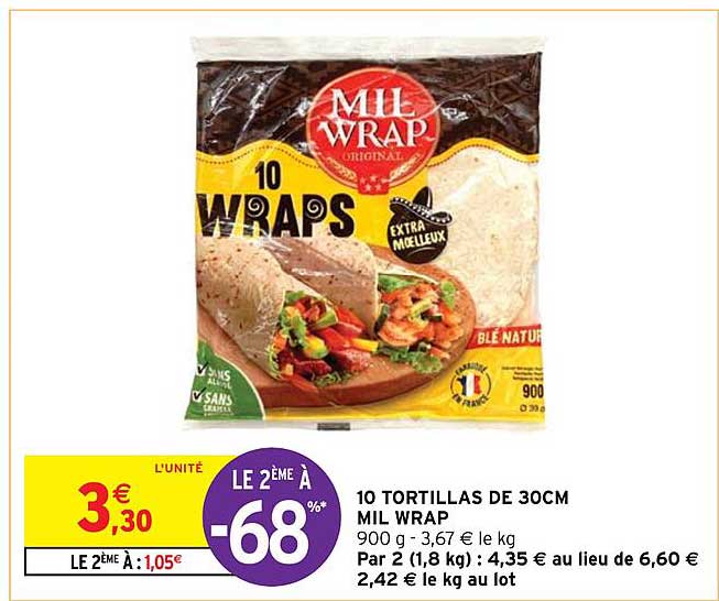 10 tortillas de 30cm mil wrap