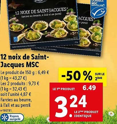 12 noix de saint-jacques msc