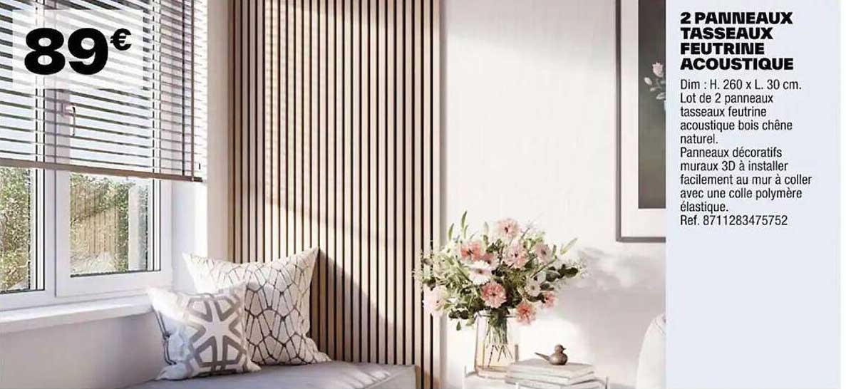 2 Panneaux Tasseaux Feutrine Acoustique