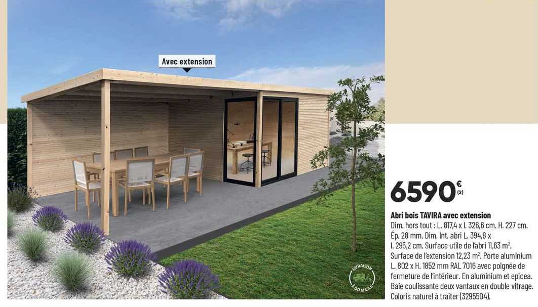 abri bois tavira avec extension