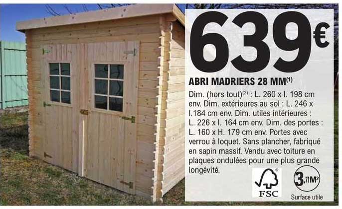 abri madriers 28 mm