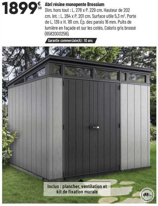 abri résine monopente brossium