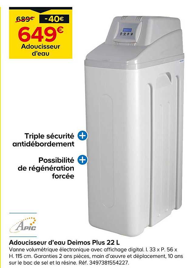 Adoucisseur D'eau Deimos Plus 22 L Apic