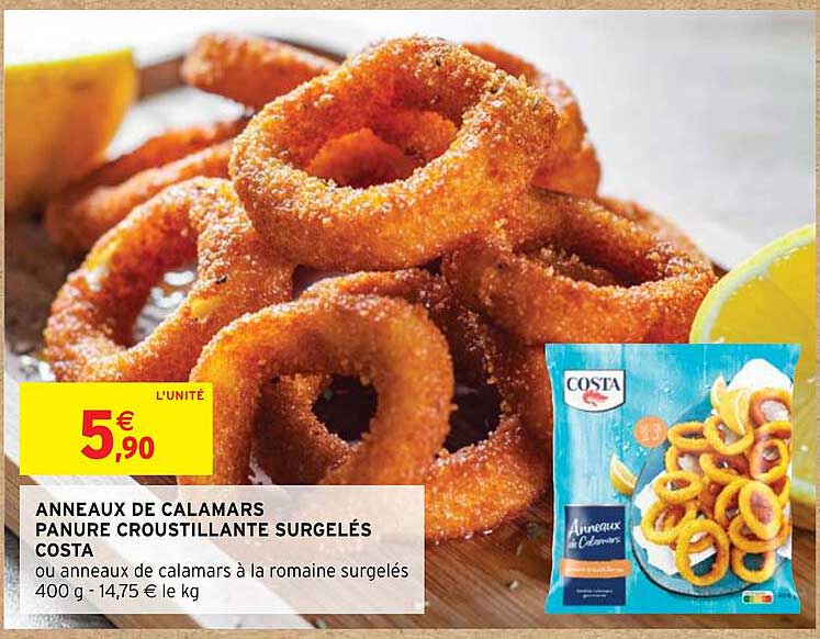 anneaux de calamars panure croustillante surgelés costa