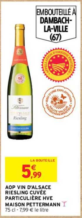 aop vin d'alsace riesling cuvée particulière hve maison pettermann