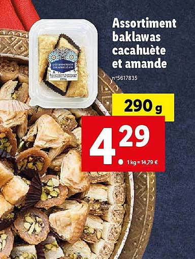 assortiment baklawas cacahuète et amande