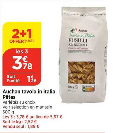 auchan tavola in italia pâtes