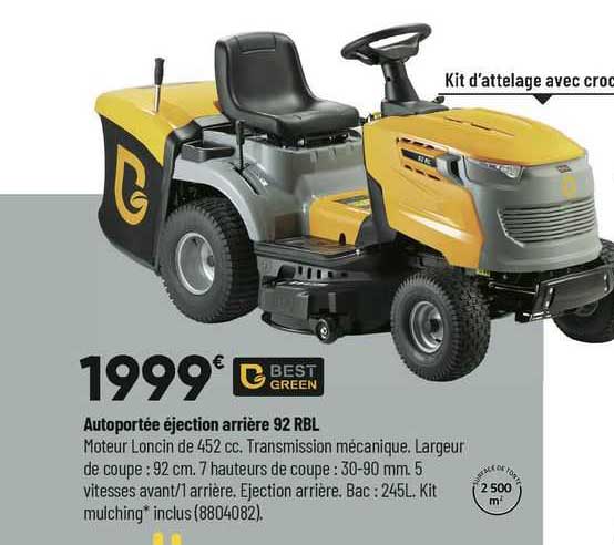 autoportée éjection arrière 92 rbl best green