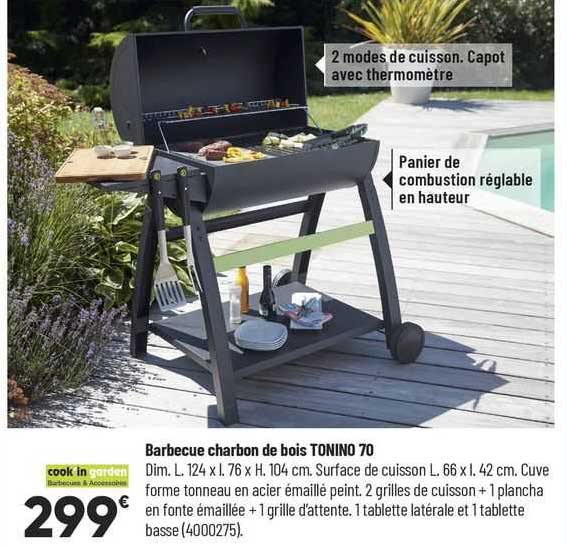 barbecue charbon de bois tonino 70 cook'in garden