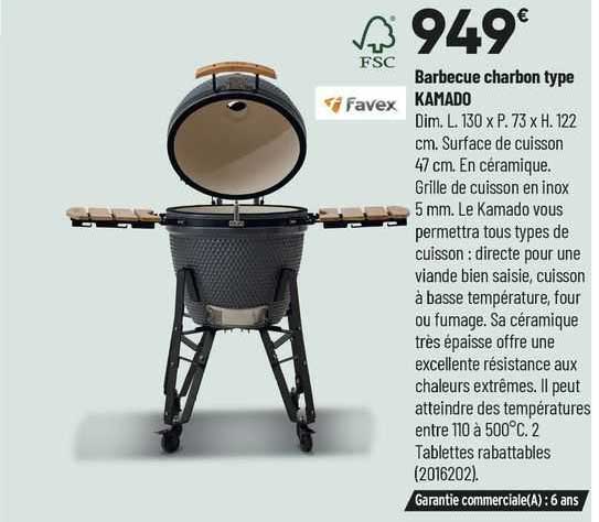 barbecue charbon type kamado favex