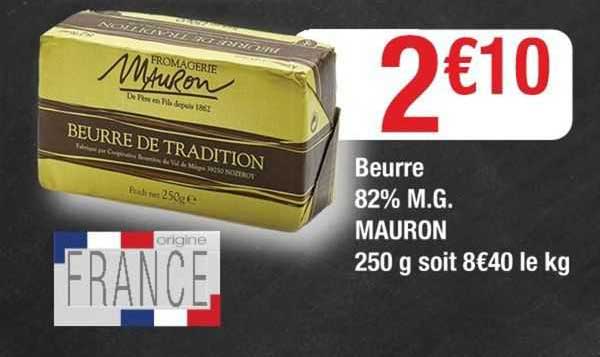 beurre 82% m.g. mauron