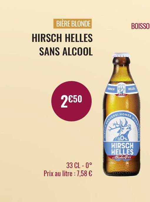 bière blonde hirsch helles sans alcool