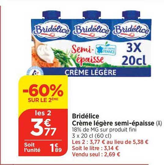 bridélice crème légère semi-épaisse