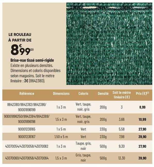 brise-vue tissé semi-rigide