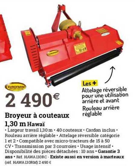 broyeur à couteaux 1.30 m hawaï eurofarm