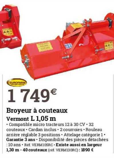 broyeur à couteaux vermont l 1.05 m eurofarm