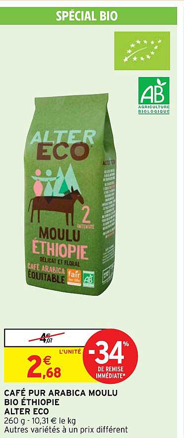 café pur arabica moulu bio éthiopie alter eco