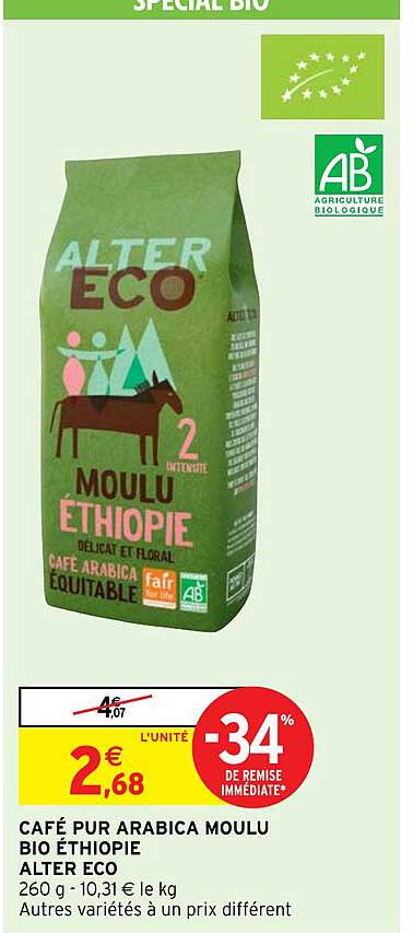 café pur arabica moulu bio éthiopie alter eco