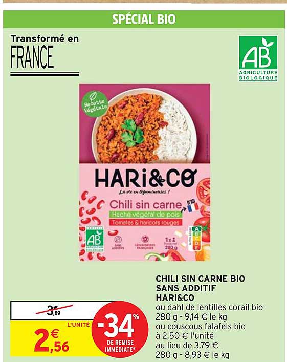 chili sin carne bio sans additif hari&co