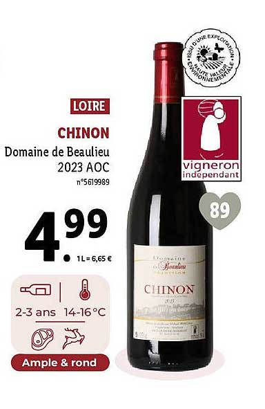 chinon domaine de beaulieu 2023 aoc