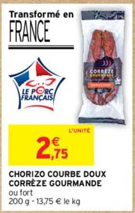 Chorizo Courbe Doux Corrèze Gourmande