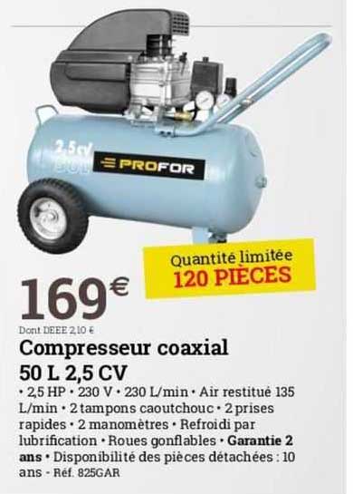 compresseur coaxial 50 l 2.5 cv