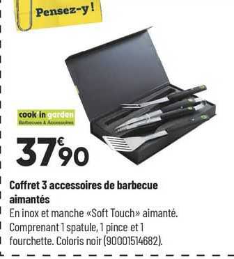 cook'in garden coffret 3 accessoires de barbecue aimantés