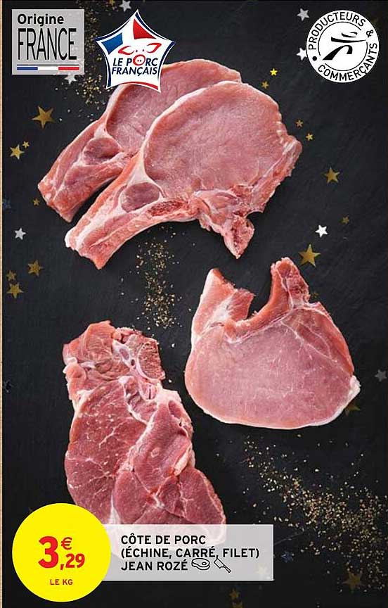 côte de porc  (échine, carré filet) jean rozé