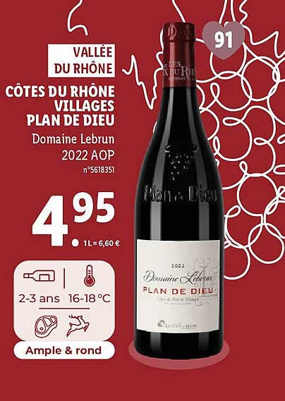 côtes du rhône villages plan de dieu domaine lebrun 2022 aop