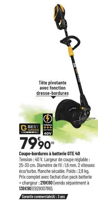 coupe-bordures à batterie gte 40 best green